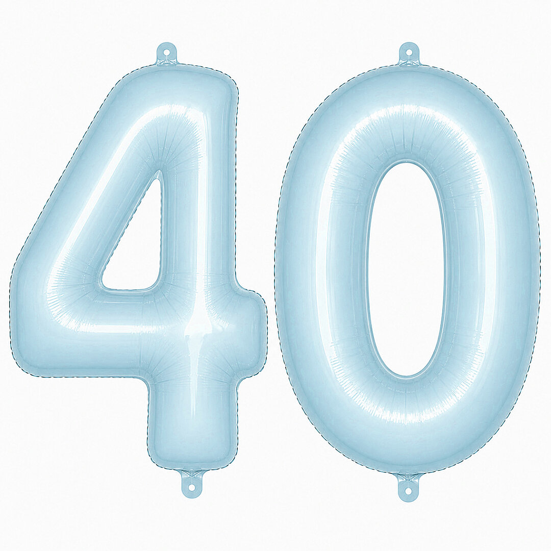 40 Rakam Folyo Balon Mavi Rengi (76 cm) 
