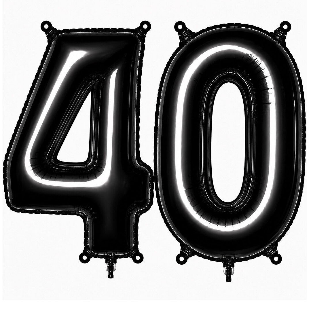 40 Rakam Folyo Balon Siyah Rengi (76 cm) 