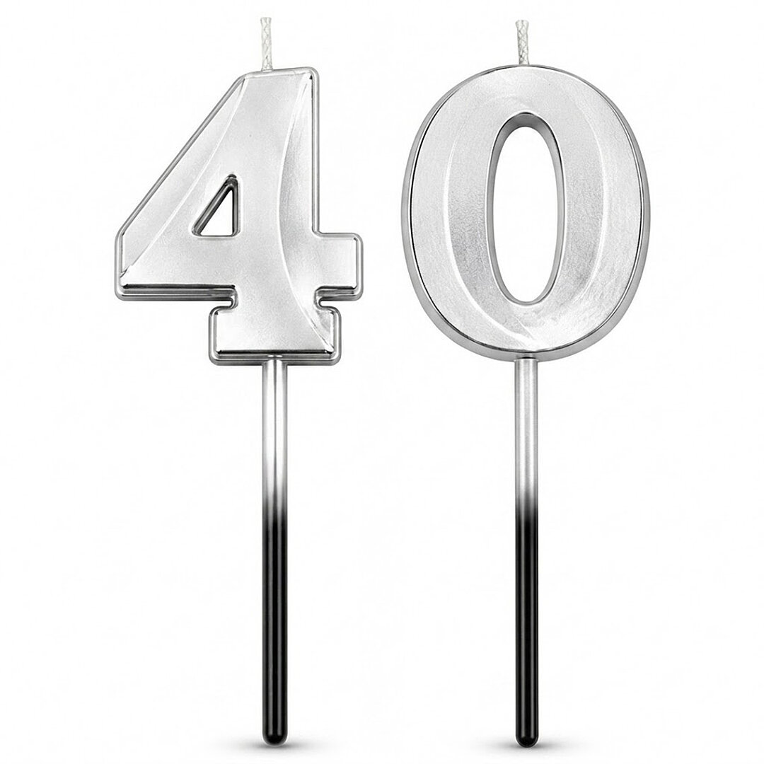 40 Rakam Mum Gümüş 