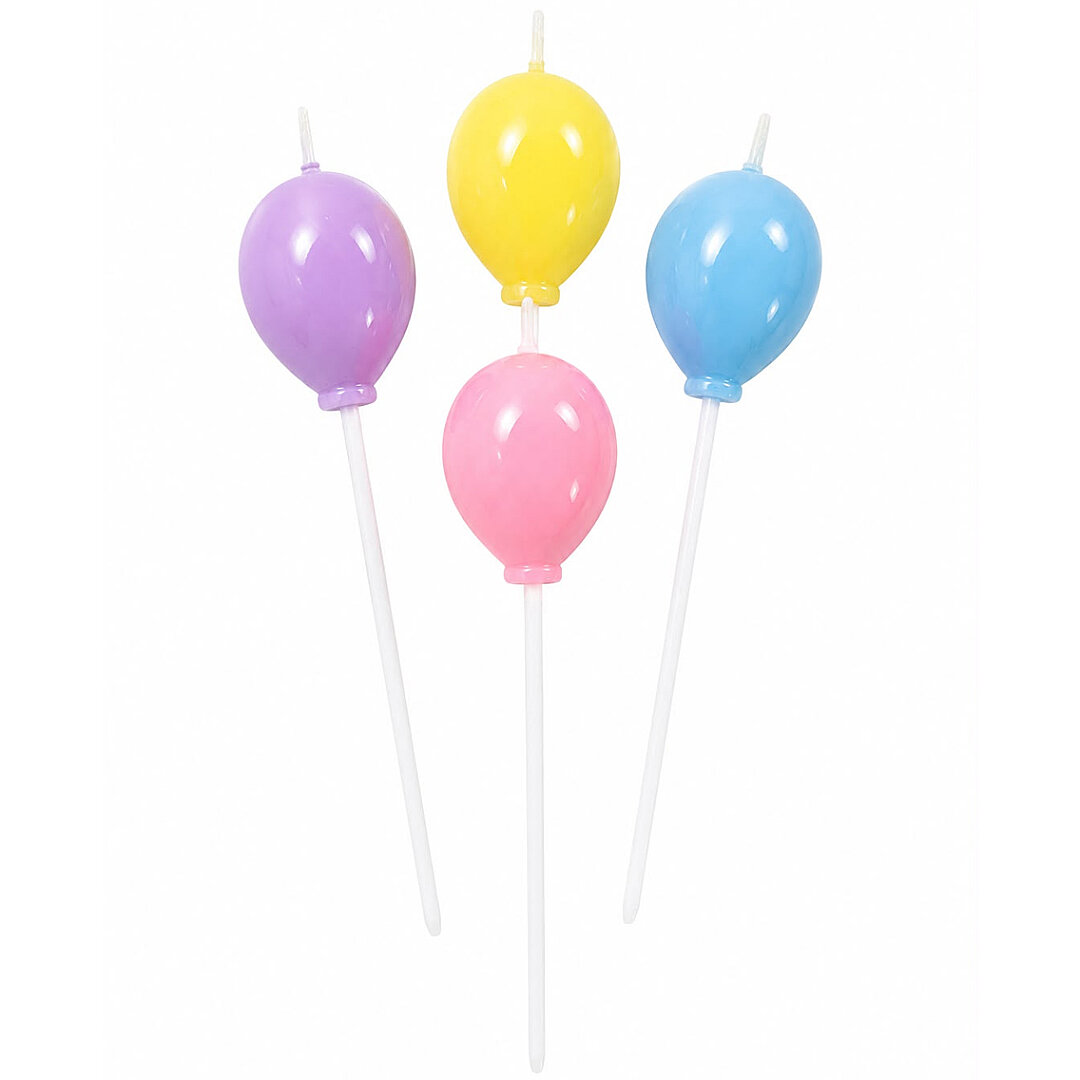 4'lü Makaron Balon Mum 