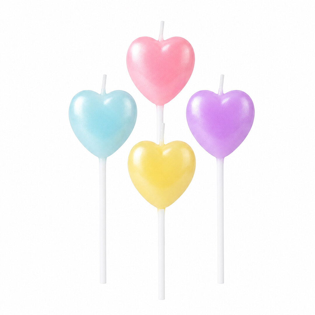 4'lü Makaron Kalp Mum 