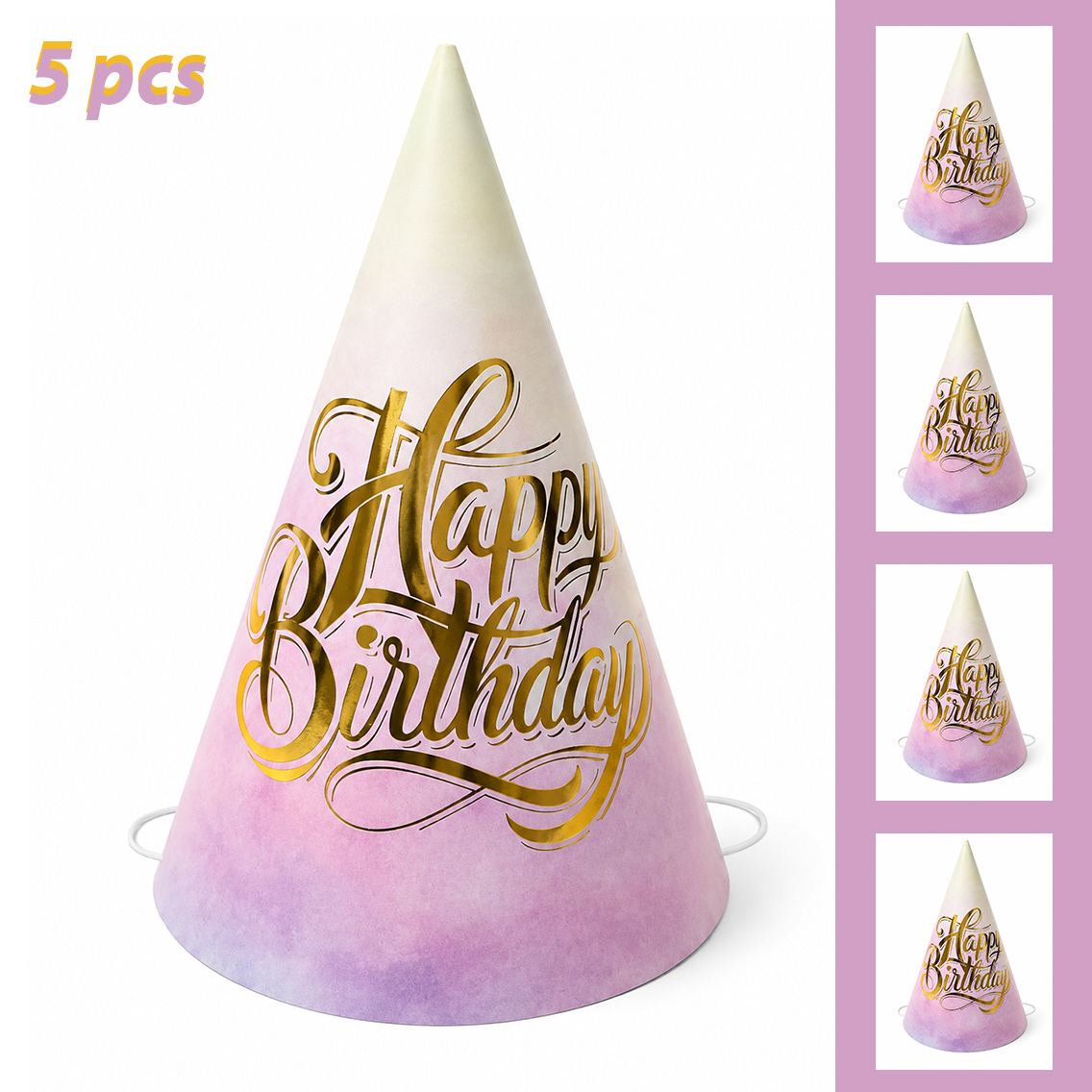5 Li Kutulu Happy Birthday Parti Şapkası