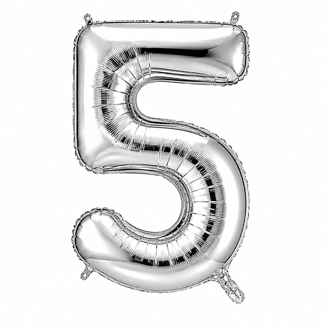 5 Rakam Folyo Balon Gümüş Rengi (76 cm) 