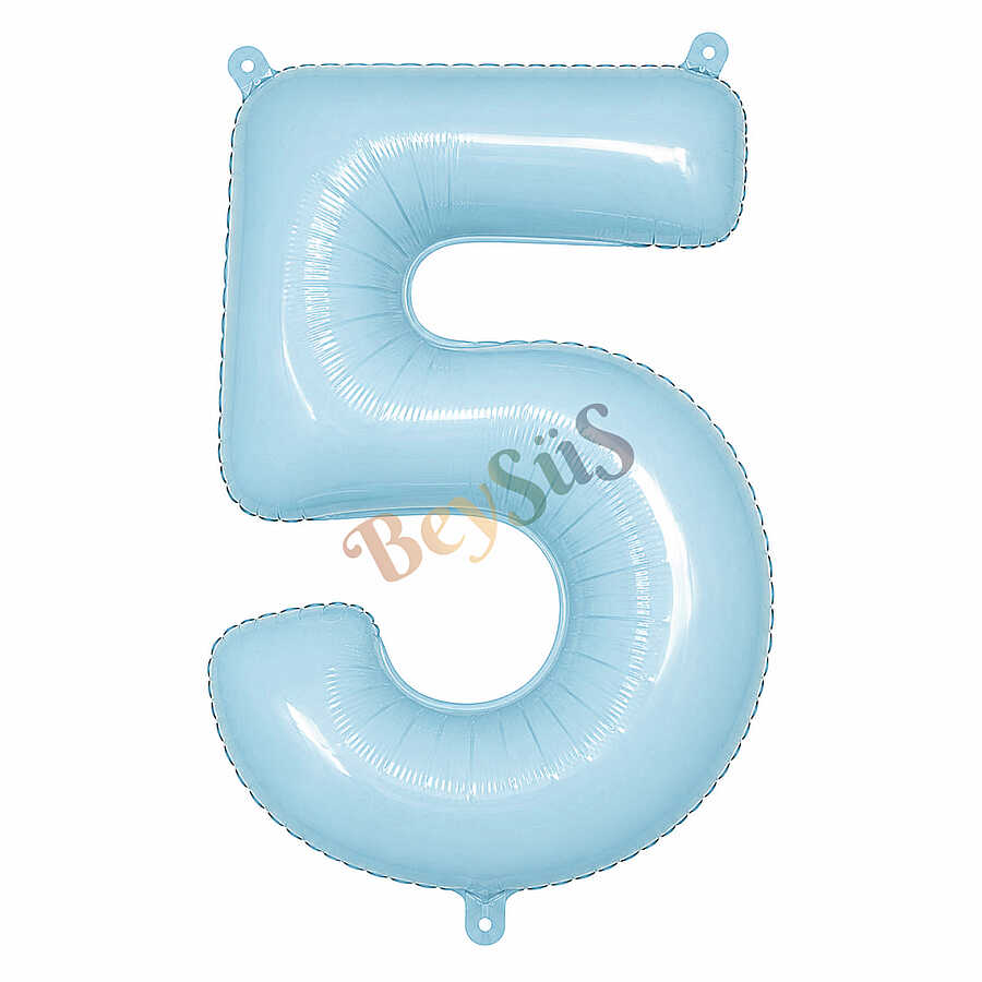 5 Rakam Folyo Balon Mavi Rengi (76 cm)