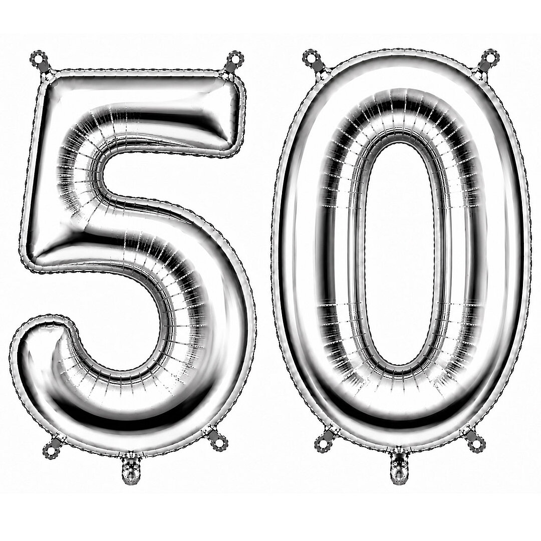 50 Rakam Folyo Balon Gümüş Rengi (100 cm) 