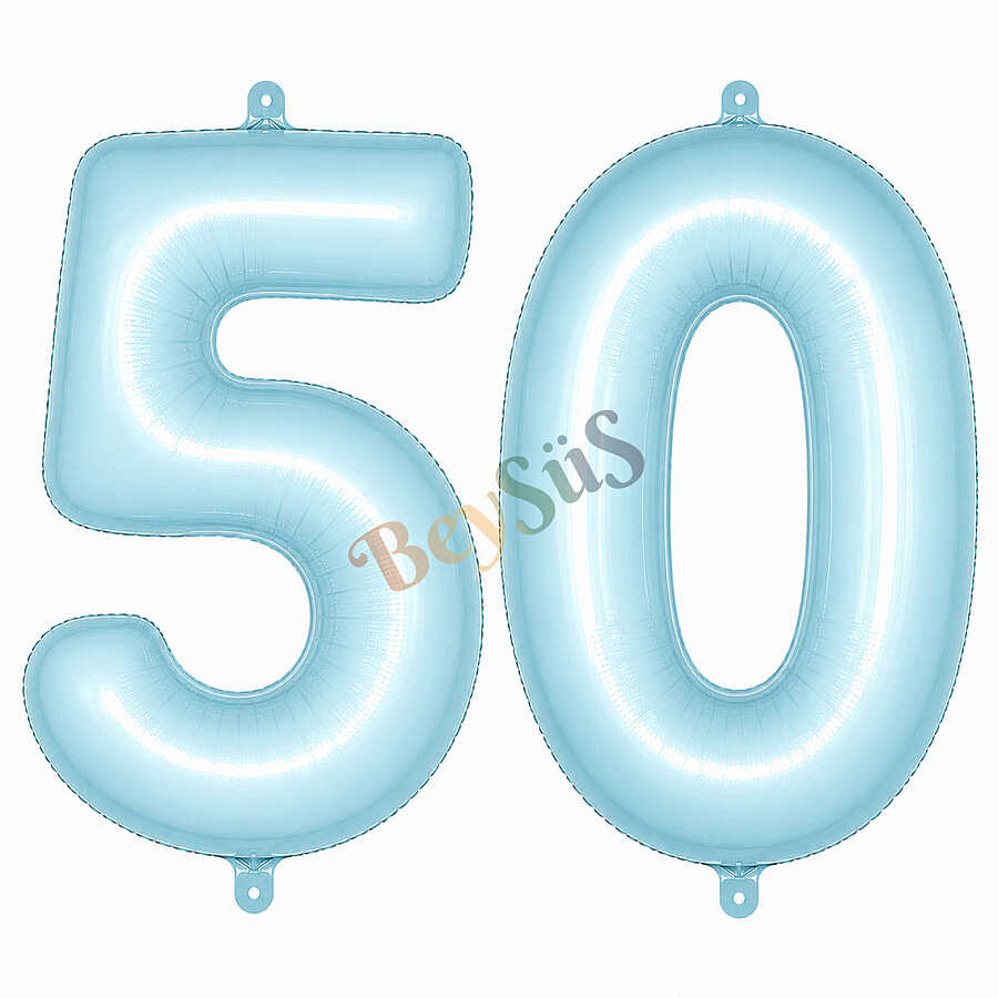50 Rakam Folyo Balon Mavi Rengi (76 cm)
