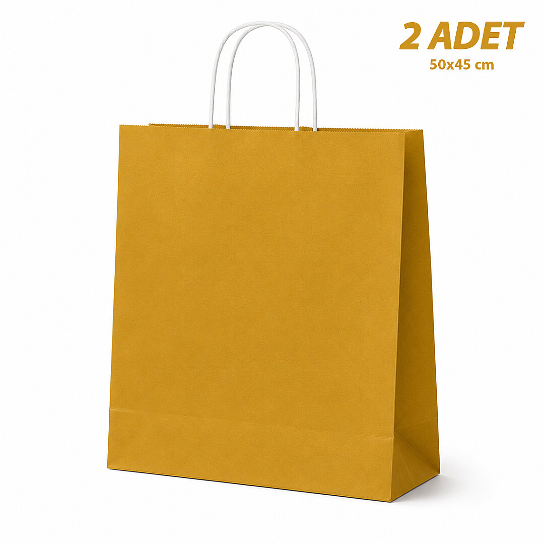 50x45 cm Hediyelik Kağıt Çanta Gold 2 Adet 