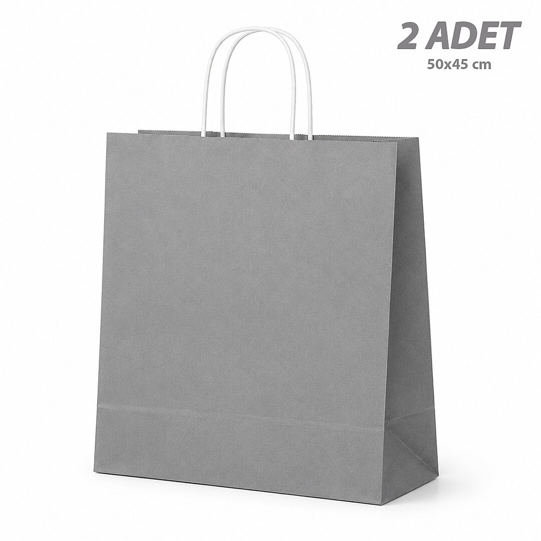 50x45 cm Hediyelik Kağıt Çanta Gümüş 2 Adet 