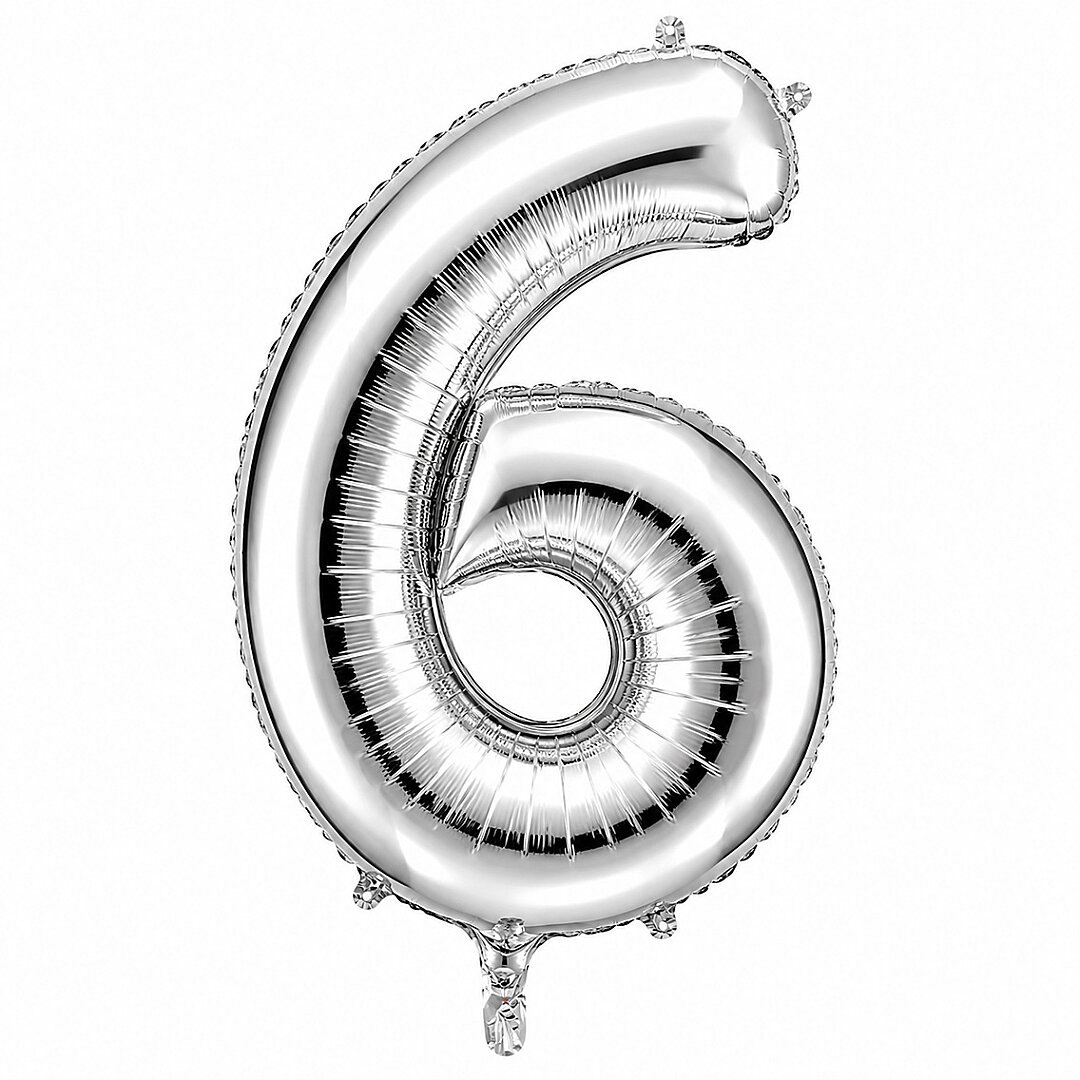 6 Rakam Folyo Balon Gümüş Rengi (76 cm) 