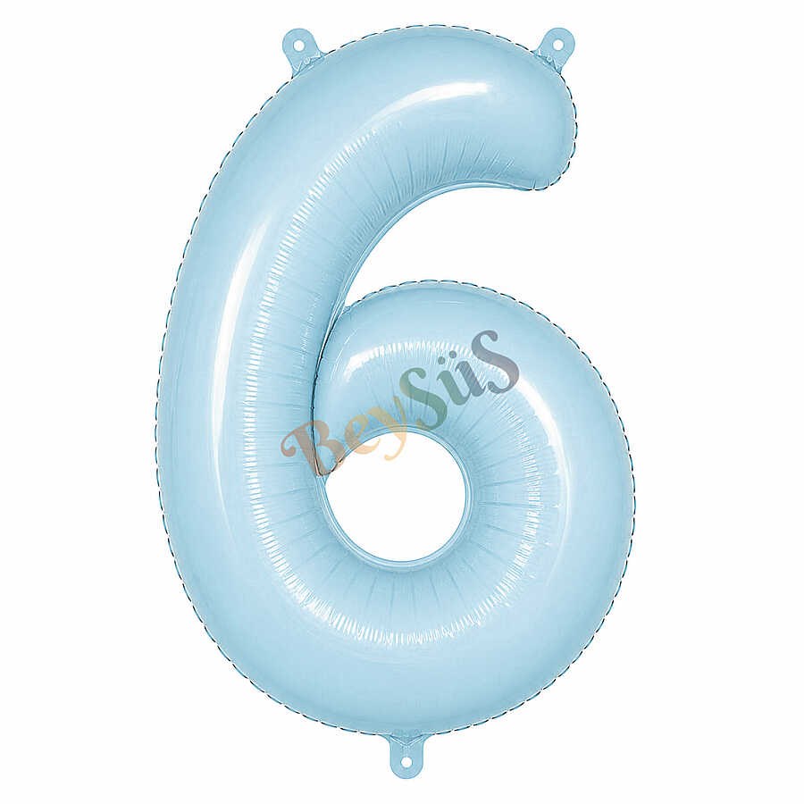 6 Rakam Folyo Balon Mavi Rengi (76 cm)