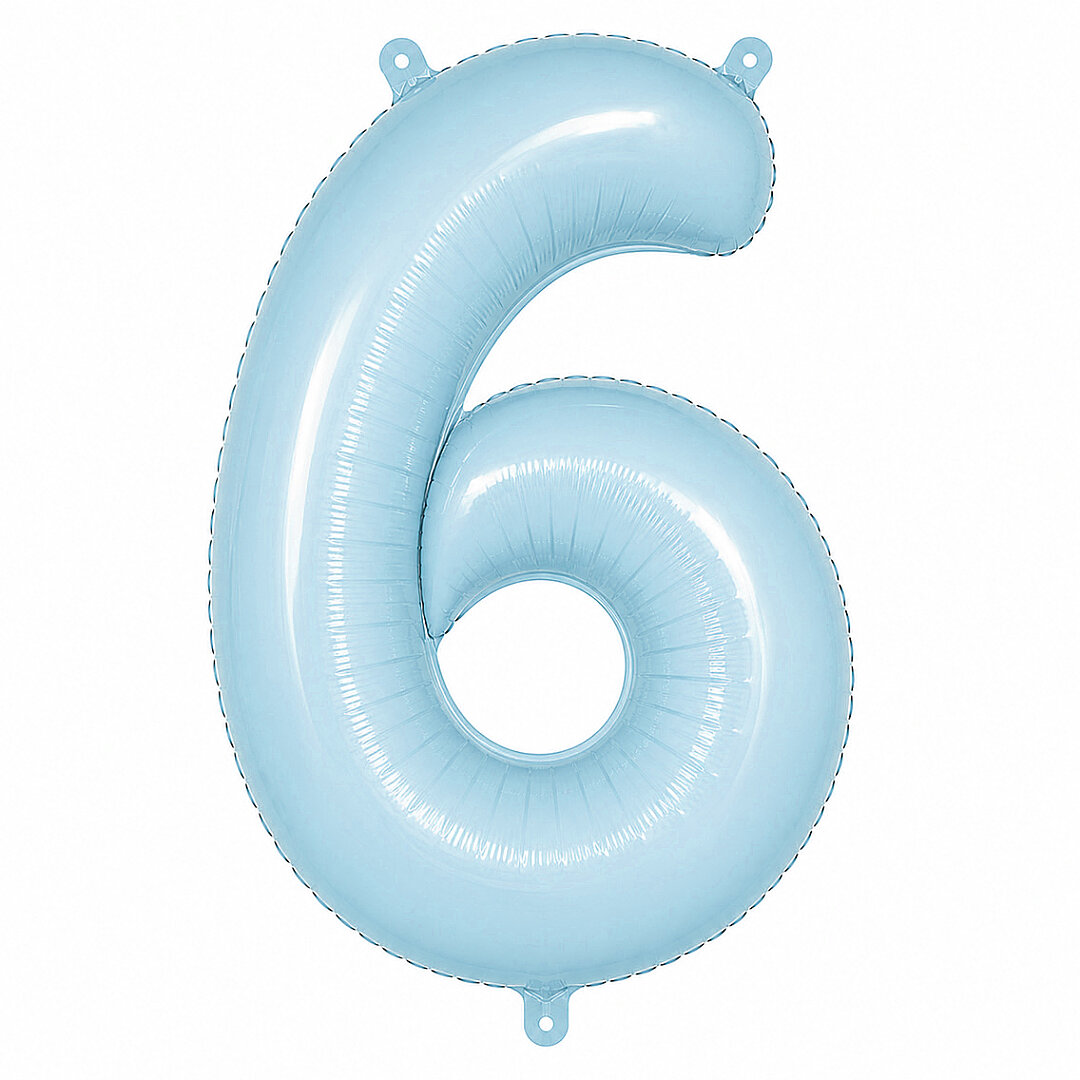 6 Rakam Folyo Balon Mavi Rengi (76 cm) 