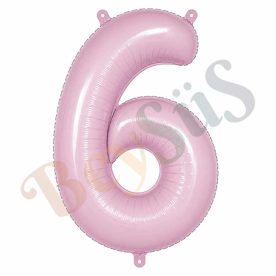 6 Rakam Folyo Balon pembe Rengi (76 cm)