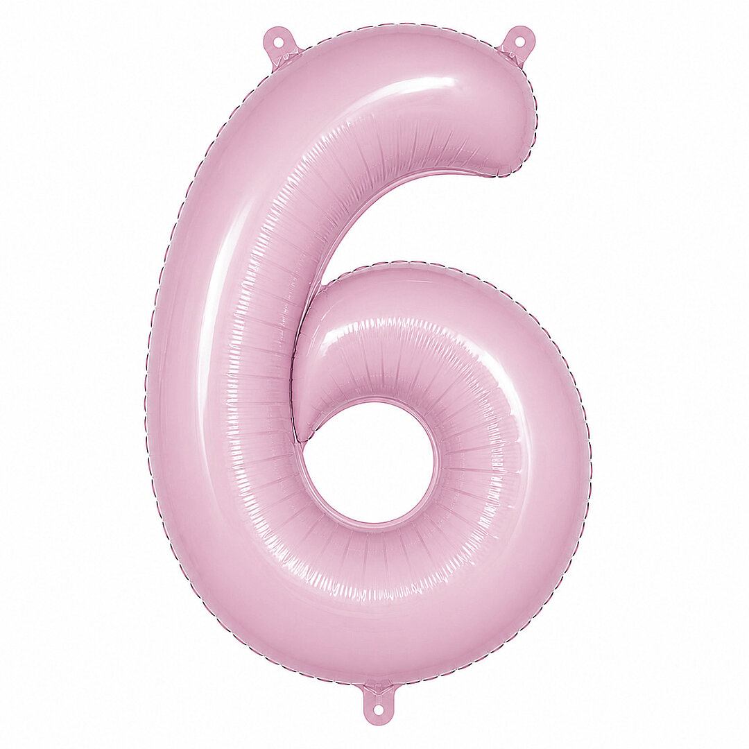 6 Rakam Folyo Balon pembe Rengi (76 cm) 