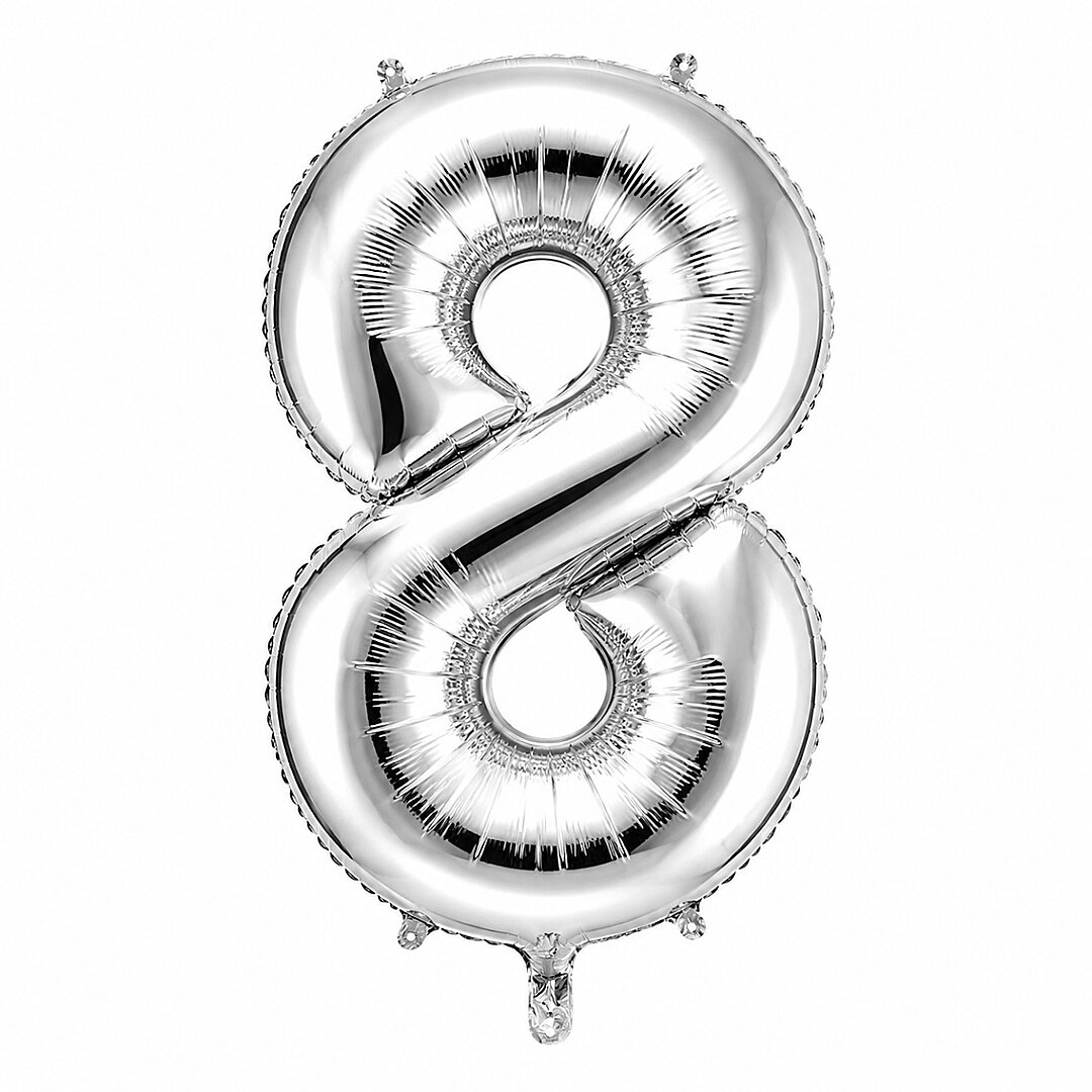 8 Rakam Folyo Balon Gümüş Rengi (36 cm) 