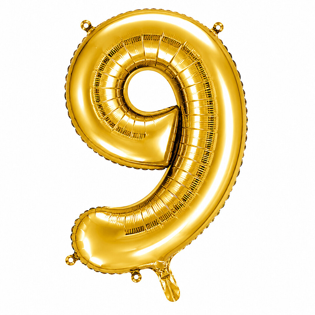 9 Rakam Folyo Balon Altın Rengi (76 cm) 