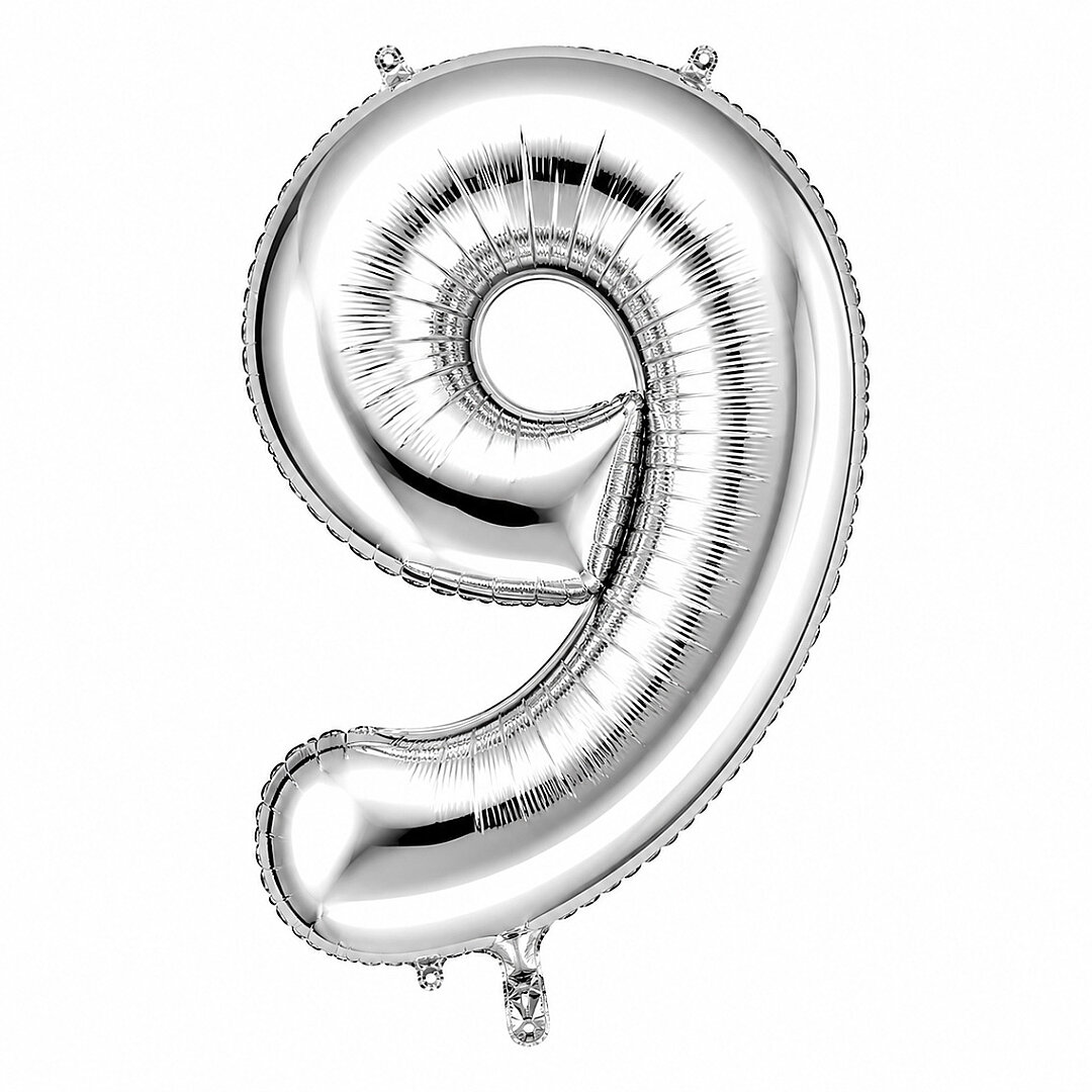 9 Rakam Folyo Balon Gümüş Rengi (76 cm) 