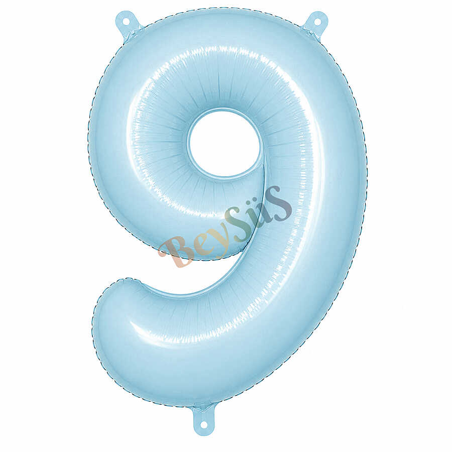 9 Rakam Folyo Balon Mavi Rengi (76 cm)
