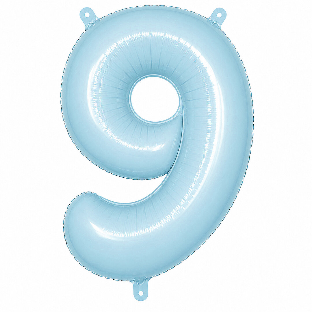 9 Rakam Folyo Balon Mavi Rengi (76 cm) 