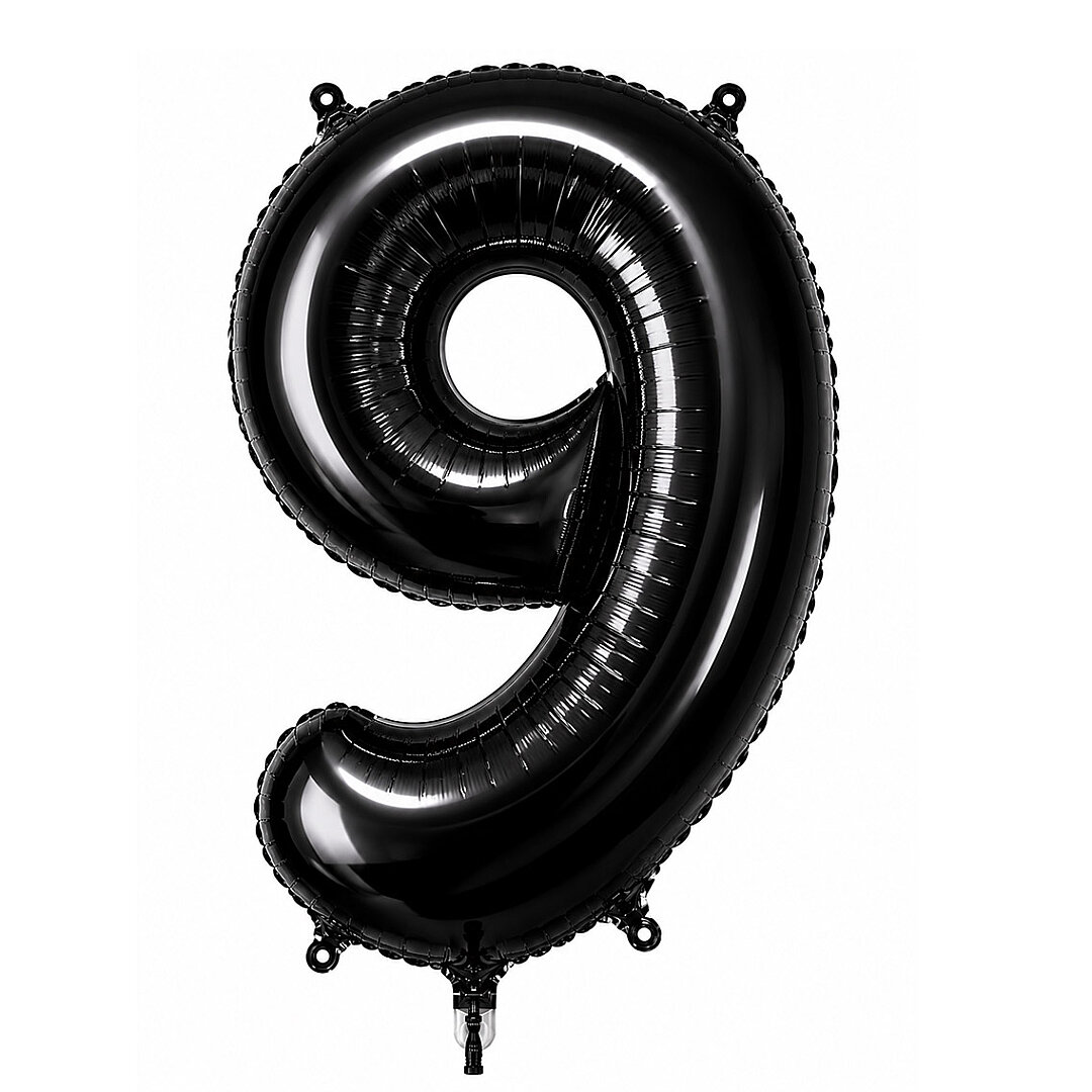 9 Rakam Folyo Balon Siyah Rengi (76 cm) 