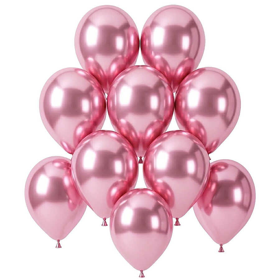 Açık Pembe Renk Lateks krom Balon (15 cm) - 10 Adet
