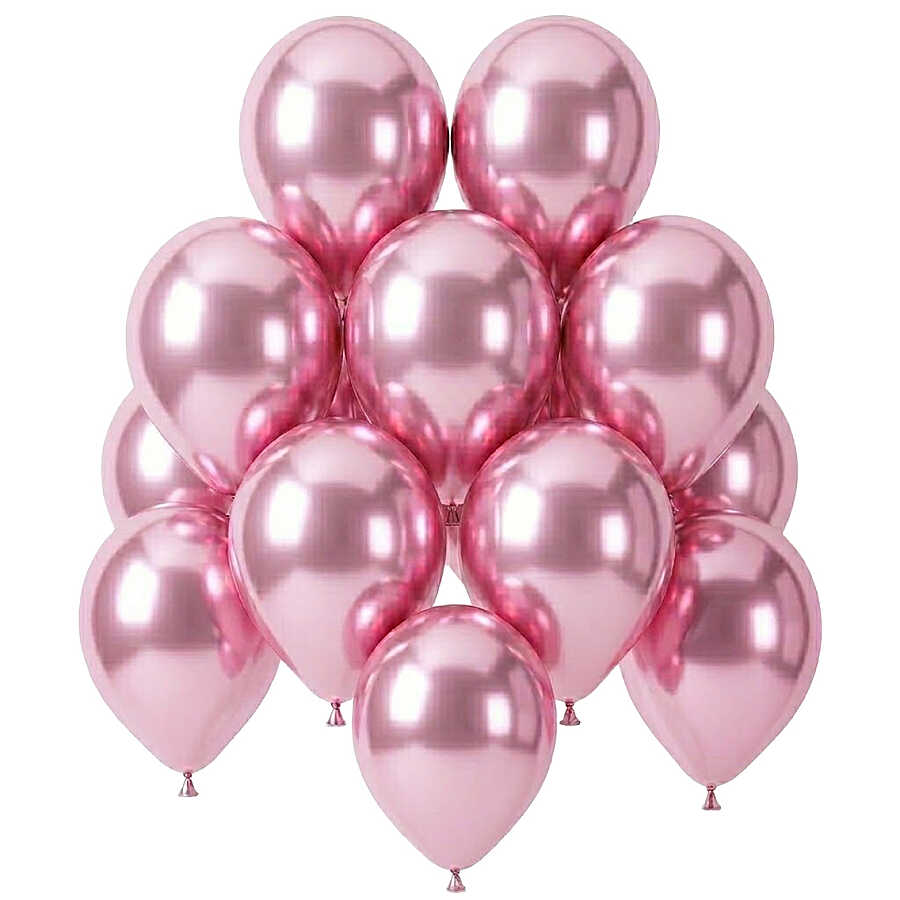 Açık Pembe Renk Lateks krom Balon (30 cm) - 12 Adet