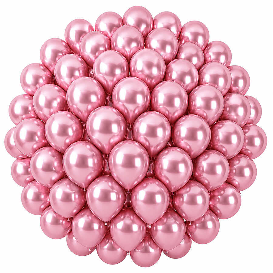 Açık Pembe Renk Lateks krom Balon (30 cm) - 50 Adet
