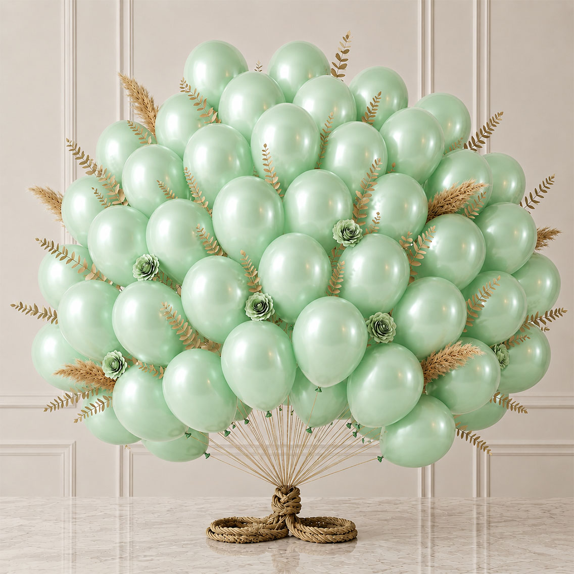 Açık Yeşil Renk Lateks Metalik Balon (30 cm) - 50 Adet