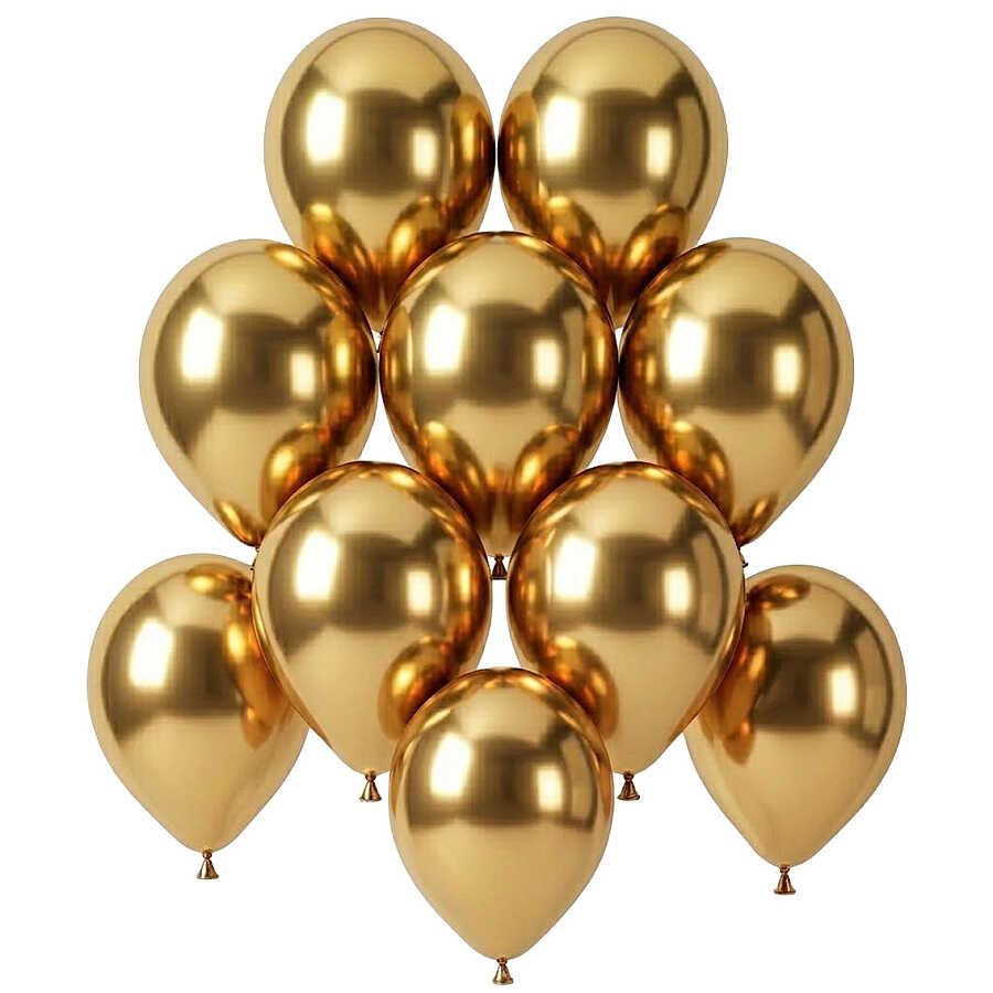 Altın Renk Lateks krom Balon (15 cm) - 10 Adet