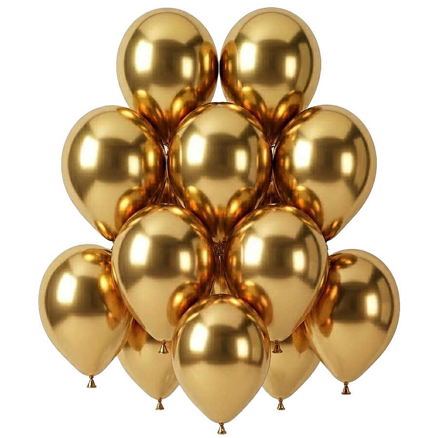 Altın Renk Lateks krom Balon (30 cm) - 12 Adet