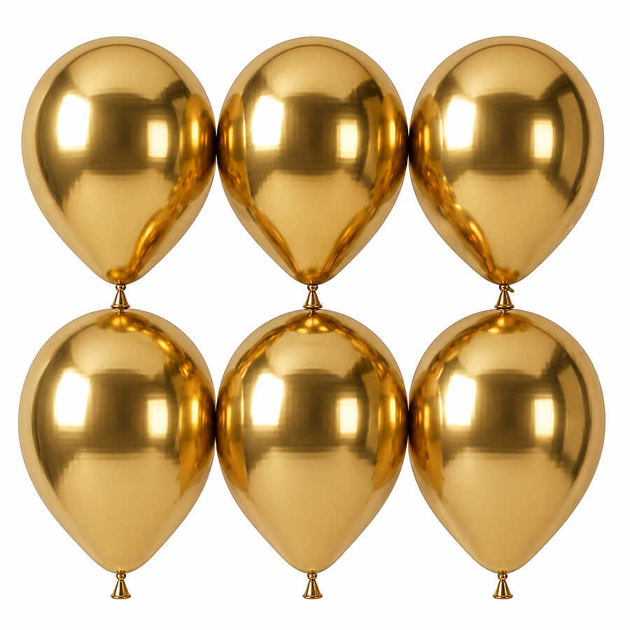Altın Renk Lateks krom Balon (30 cm) - 6 Adet