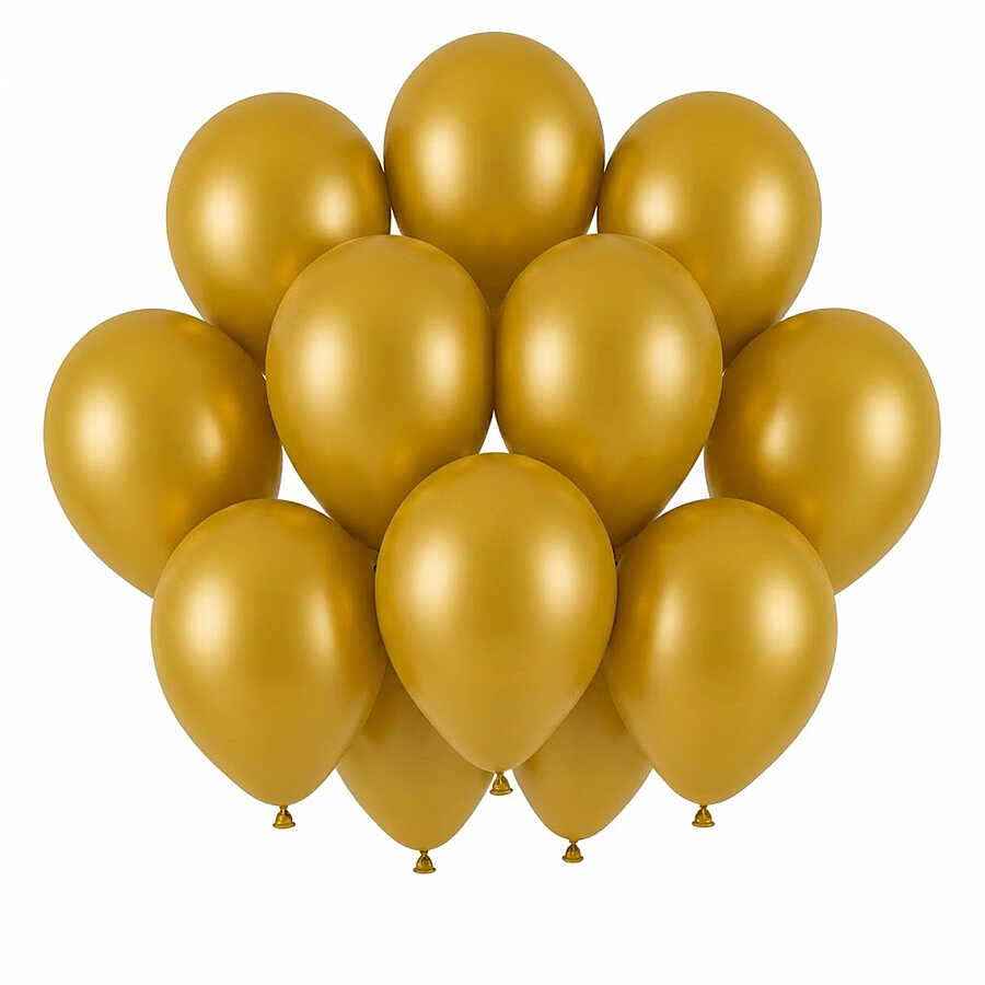 Altın Renk Lateks Pastel Balon (30 cm) - 12 Adet