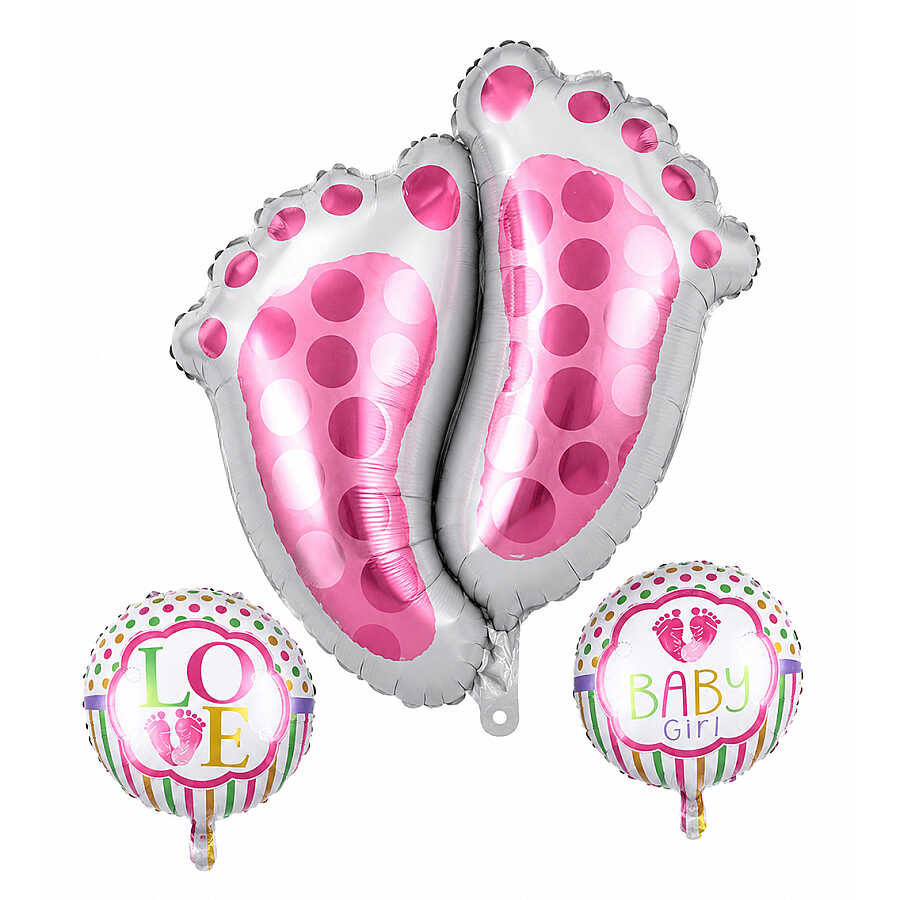 Baby Ayak İzi Pembe Folyo Balon Set