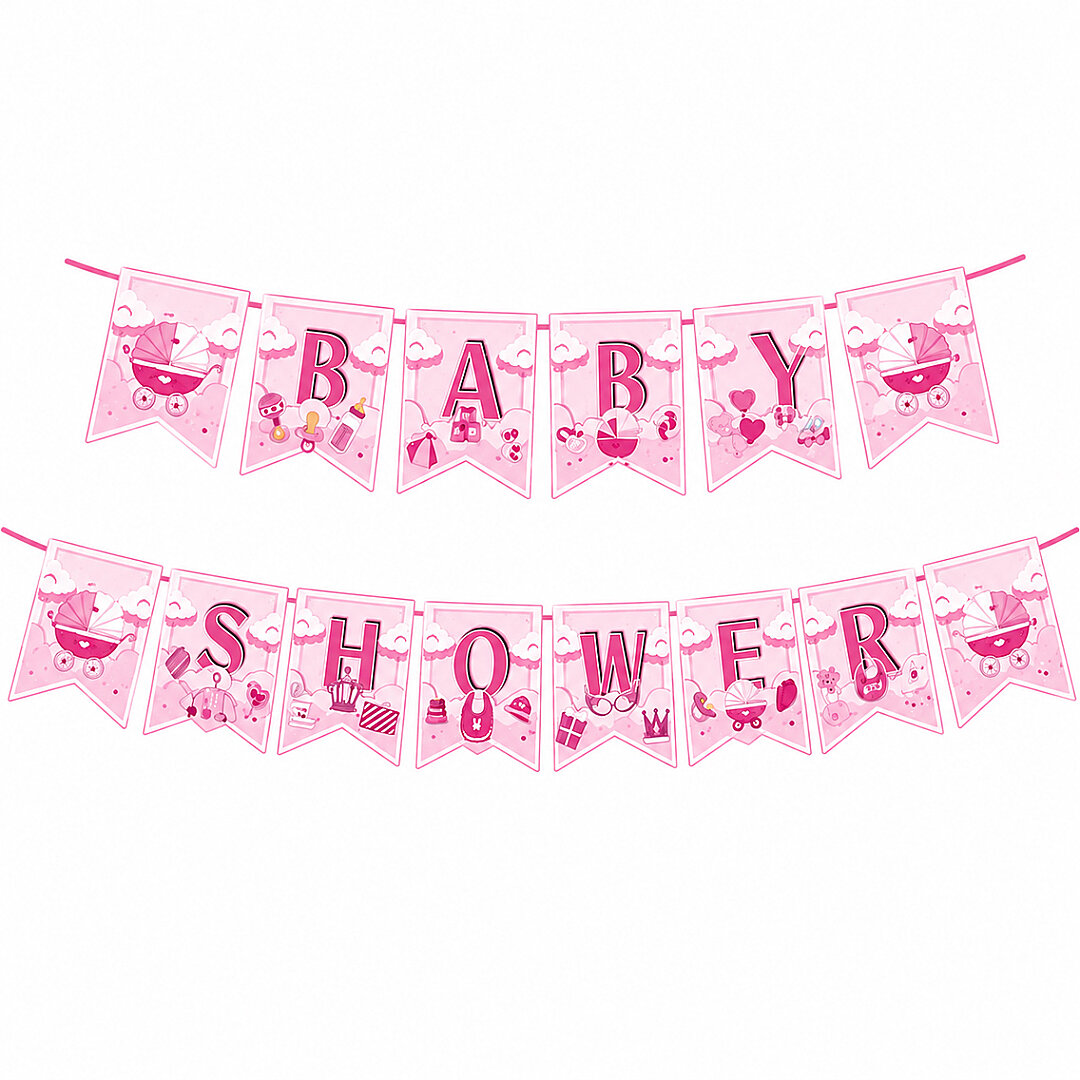 Baby Shower Banner Pembe 