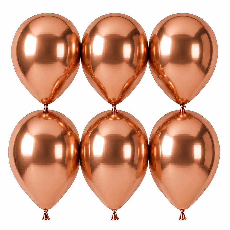Bakır Renk Lateks krom Balon (30 cm) - 6 Adet