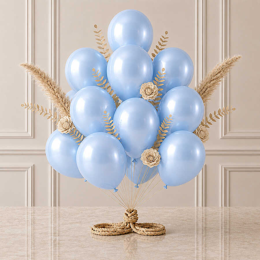 Bebek Mavi Renk Lateks Metalik Balon (30 cm) - 12 Adet
