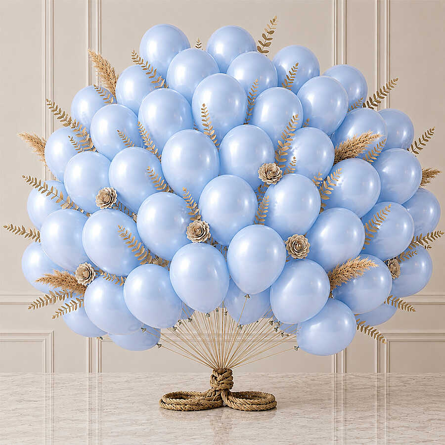 Bebek Mavi Renk Lateks Metalik Balon (30 cm) - 50 Adet