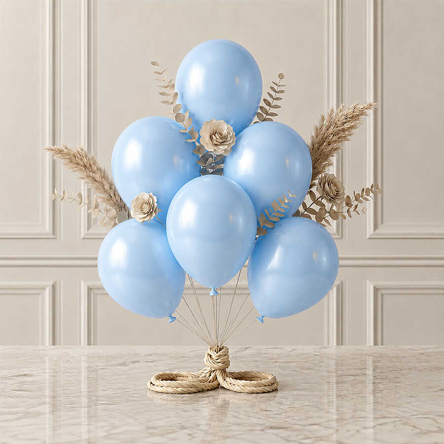 Bebek Mavi Renk Lateks Metalik Balon (30 cm) - 6 Adet