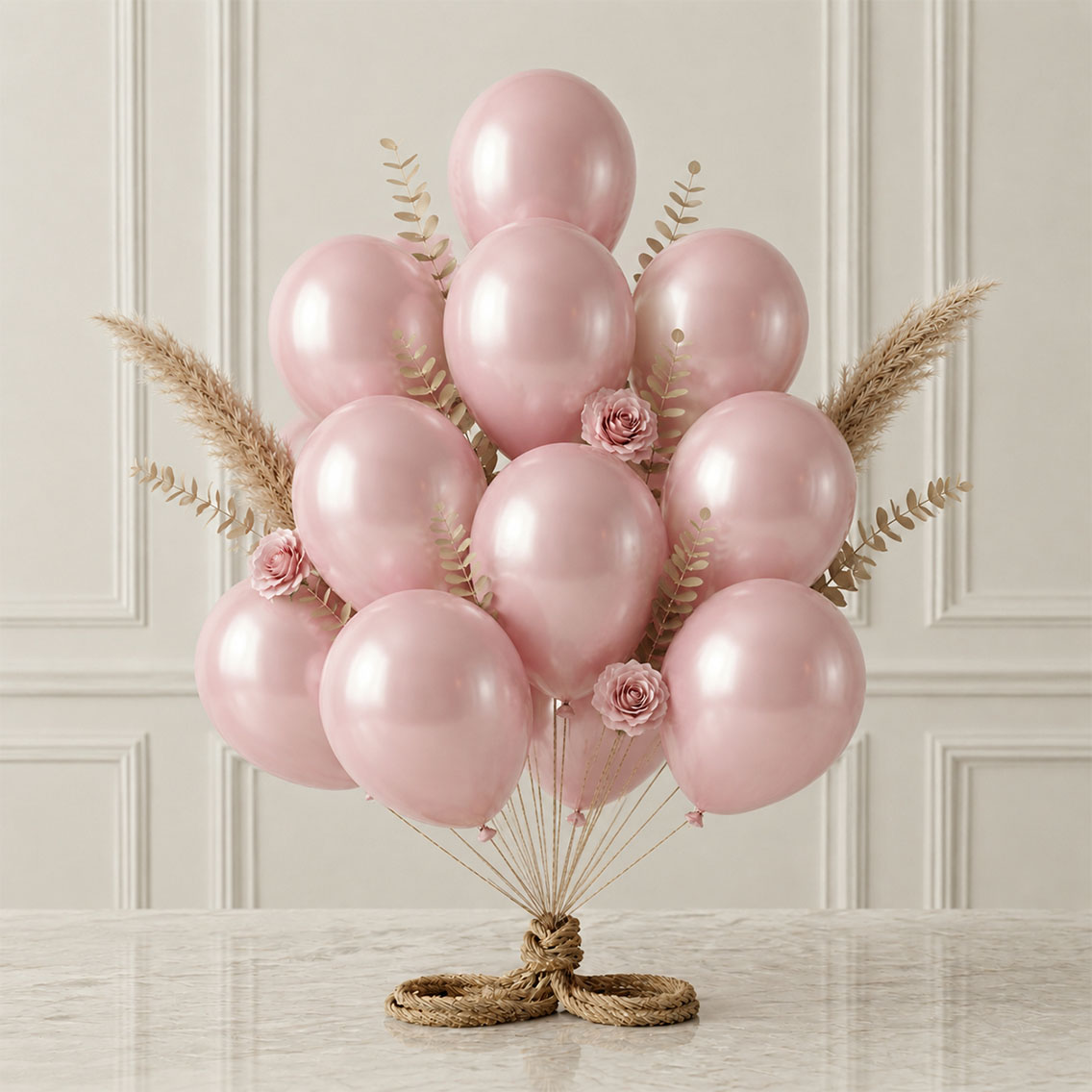 Bebek Pembe Renk Lateks Metalik Balon (30 cm) - 12 Adet