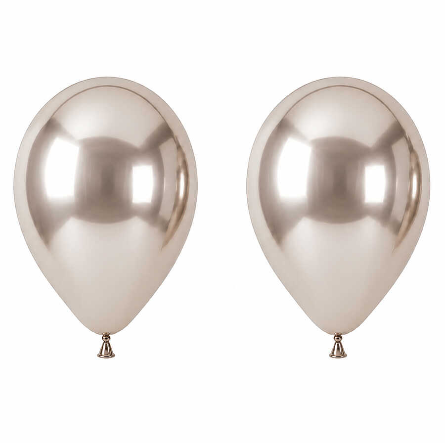 Beyaz Altın Renk Lateks krom Balon (45 cm) - 2 Adet