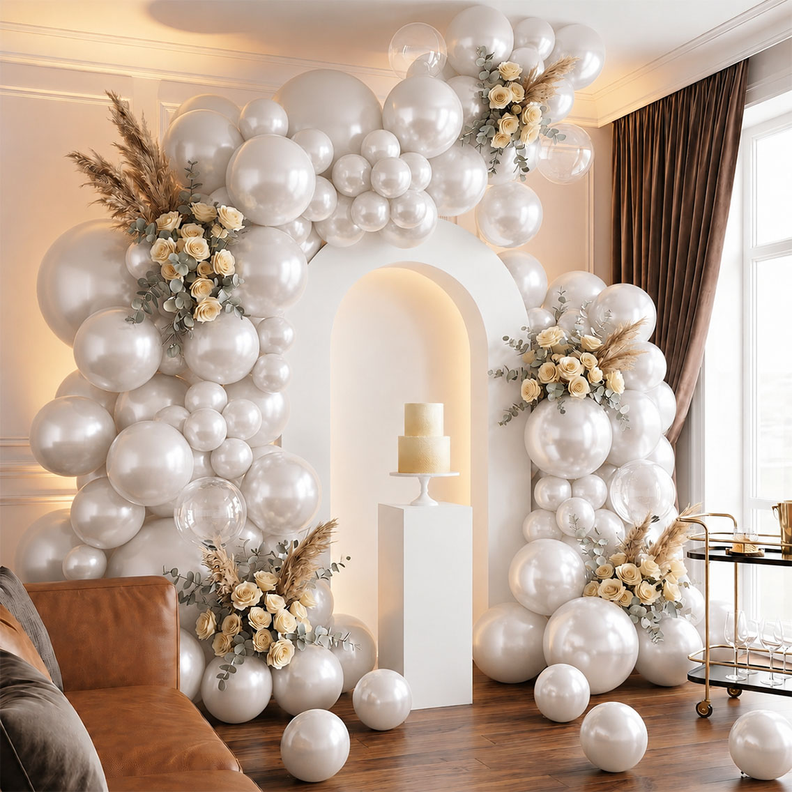Beyaz Renk Lateks Metalik Balon (30 cm) - 100 Adet