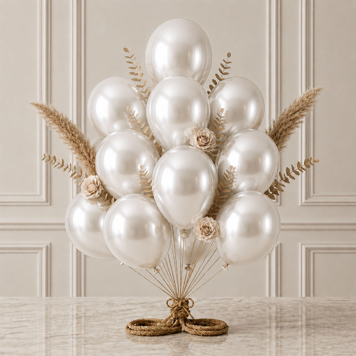 Beyaz Renk Lateks Metalik Balon (30 cm) - 12 Adet