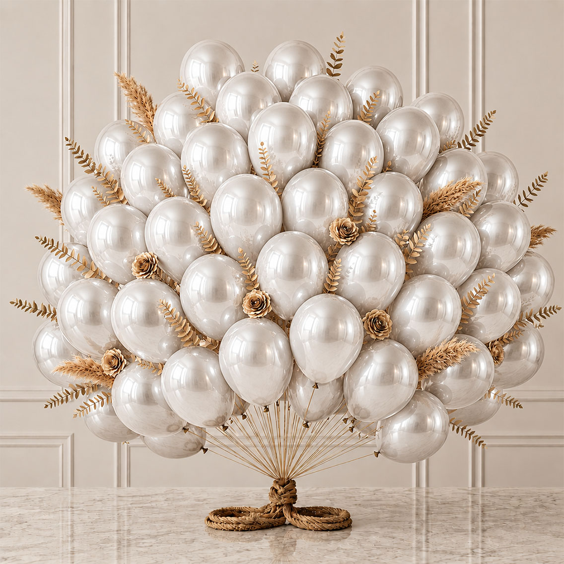 Beyaz Renk Lateks Metalik Balon (30 cm) - 50 Adet