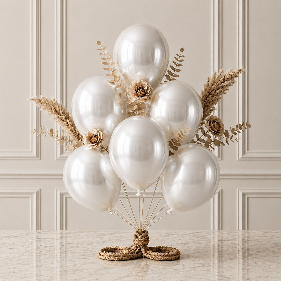 Beyaz Renk Lateks Metalik Balon (30 cm) - 6 Adet