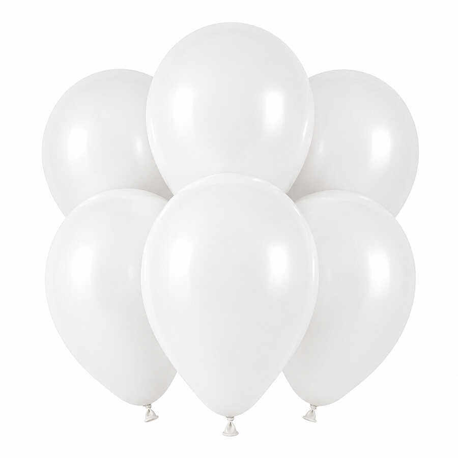 Beyaz Renk Lateks Pastel Balon (30 cm) - 6 Adet