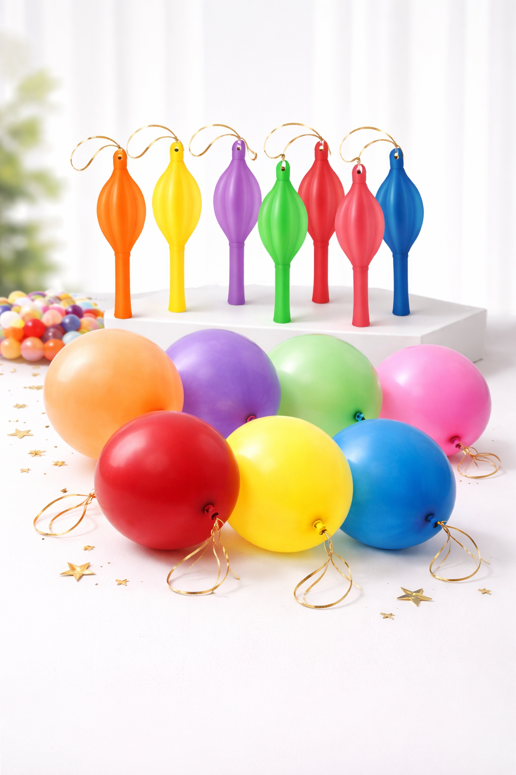 Beysüs 10 Adet Lastikli Zıpzıp Balon Ipli Büyük Balon