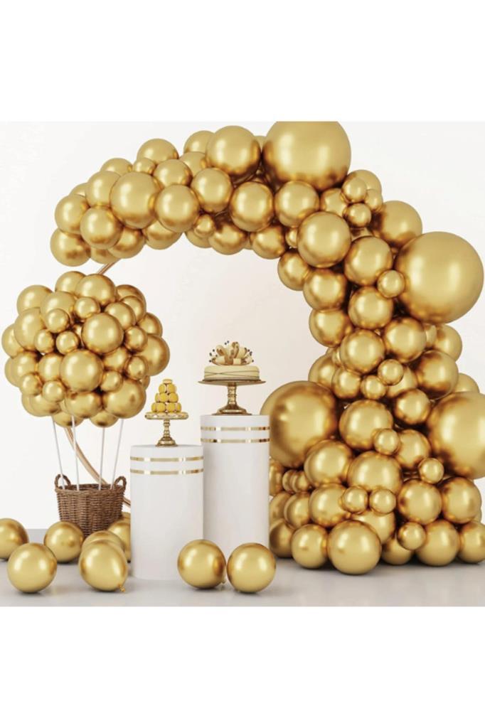 Beysüs 15 Adet Metalik Gold Balon Iç Mekan Dekorasyon Doğum Günü Partisi