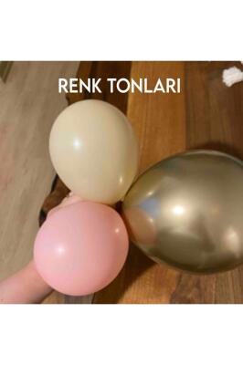 Beysüs 15 Krom Gold 30 Makaron Pembe 30 Deniz Kumu Balon Zinciri 75li Set Baby Shower 1 Yaş - 4