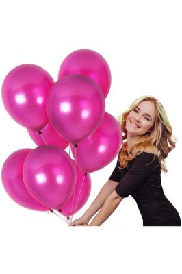 Beysüs 15'li Metalik Fuşya Koyu Pembe Vişne Çürüğü Mürdüm Balon - 1