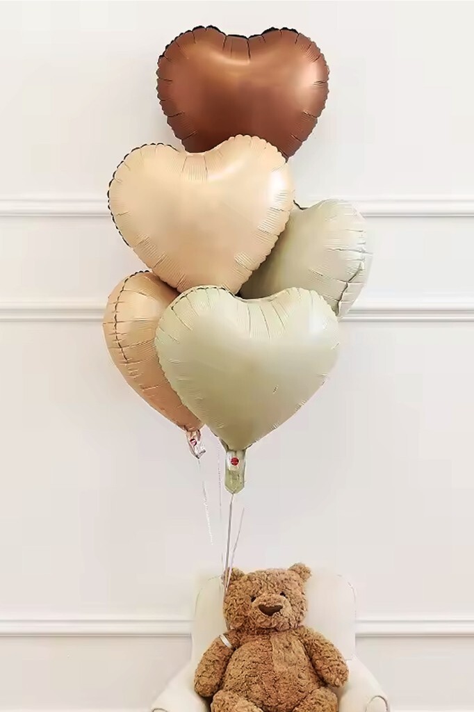 Beysüs 3 Yaş Retro Doğum Günü Balon Seti 5 Adet Kalp Balon - 3