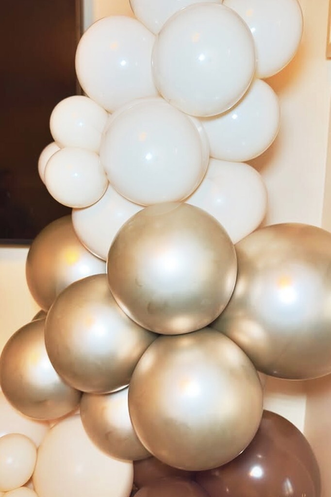 Beysüs 60'lı Balon Seti | Çikolata Kahve - Gold Krom - Krem | Zincir + Pompa - 2